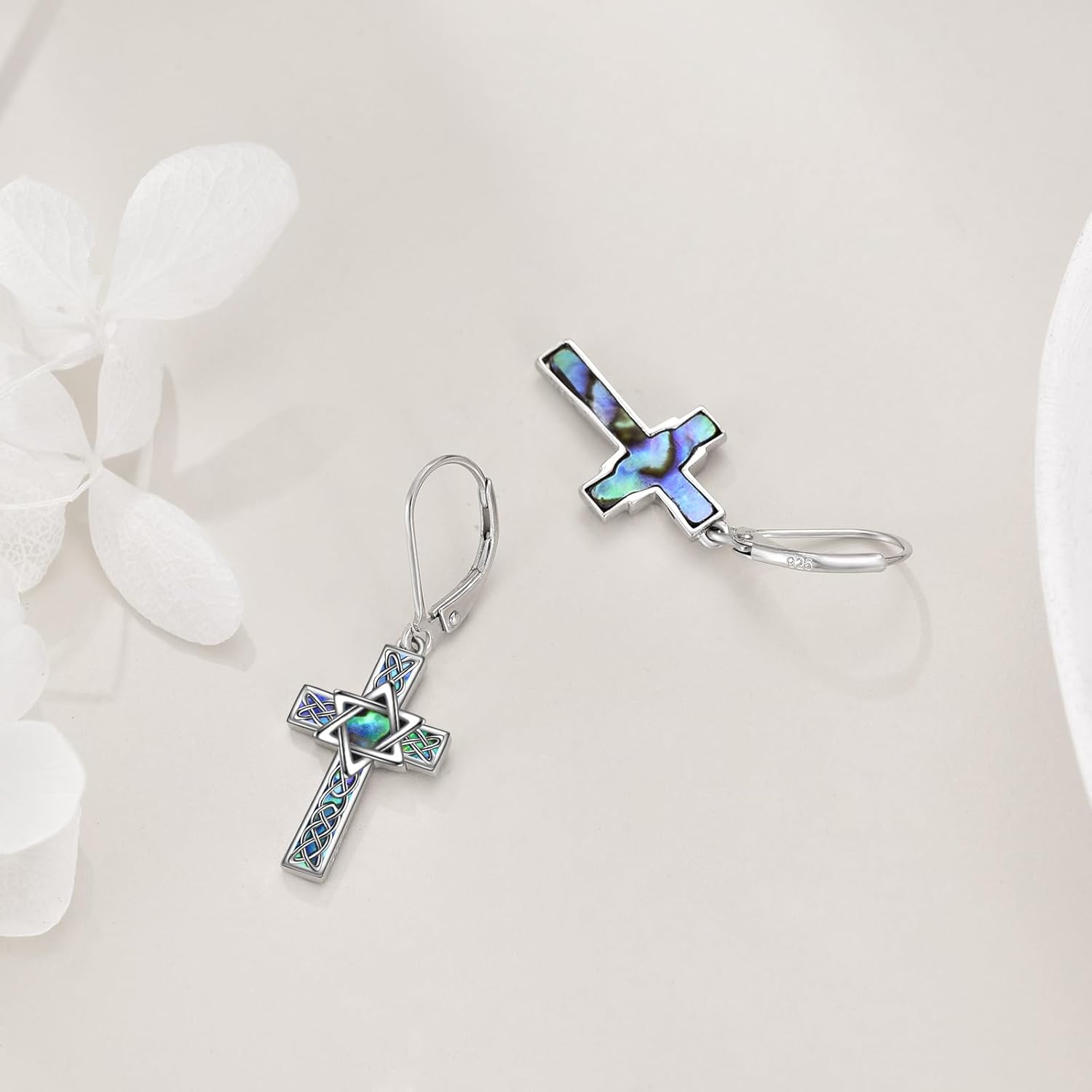 YFN Cross Earrings Sterling Silver Dangle Drop Leverback Cross Earrings Religion Jewelry Christians Gifts for Women Men - Image 3