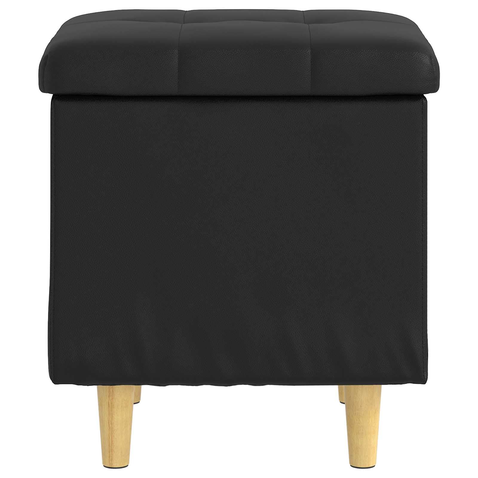 Sottomano nero, 40 x 40 x 45 cm, in ecopelle, con vano portaoggetti, imbottito, gambe stabili, versatile, per soggiorno, cucina, salotto, feste, gastronomia, salvaspazio