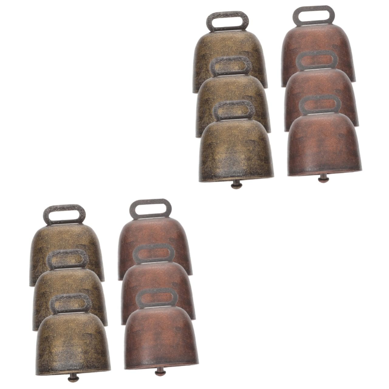 OUNONA 2sets 6pcs Vintage Cow Bells for Farm Animals Copper Hanging Bells for DIY Crafts Pet Collars and Home Decor Sturdy and Design 6pcs*2