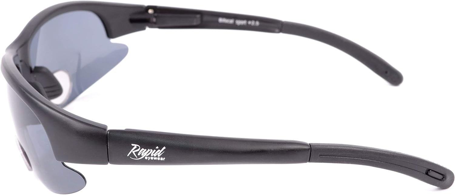BIFOCAL READY POLARIZED SPORTS SUNGLASSES + 1.5 for Cycling, Fishing, Driving and Golf. For Men and Women. Clear Reading Segment Built In. UV 400 Sports Reader Glasses