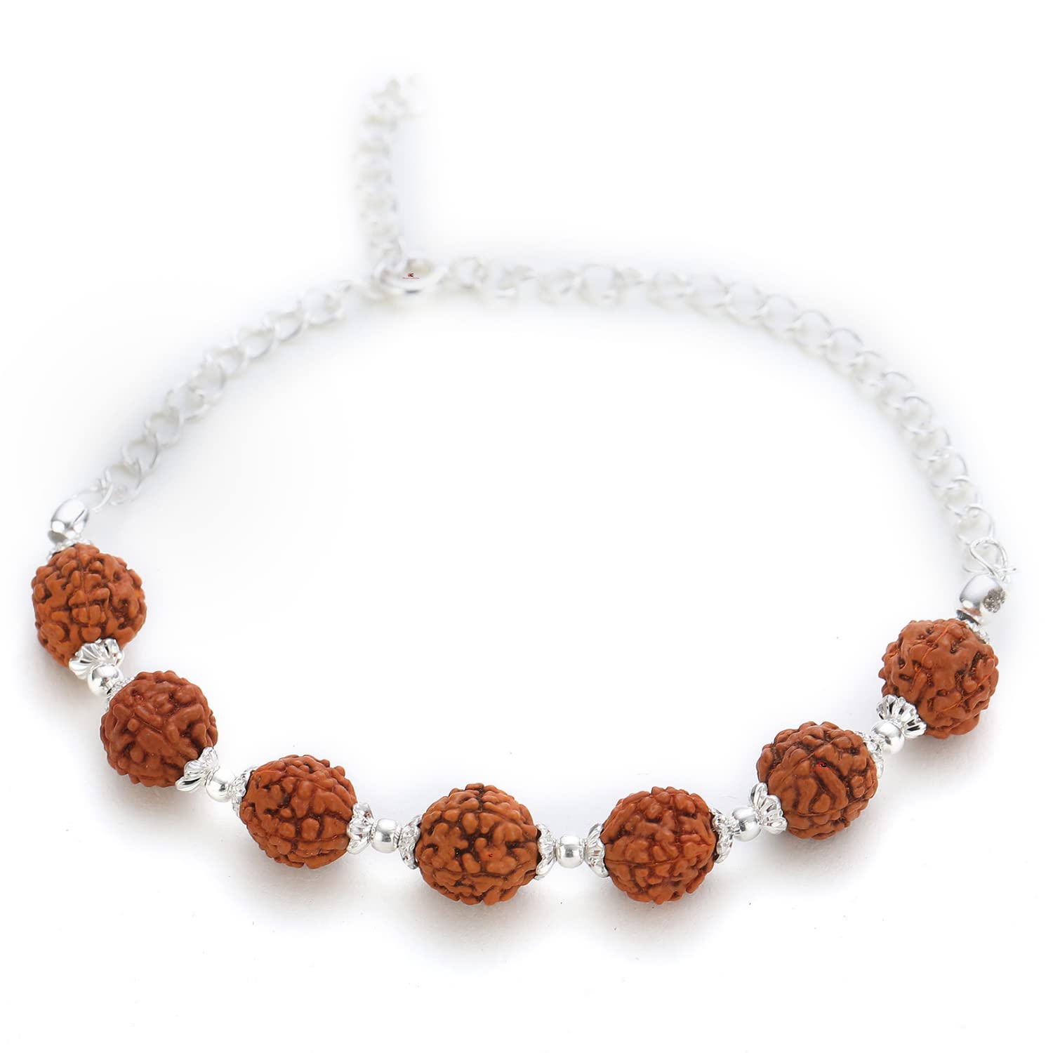 DHRUVS COLLECTION 925 Silver 7 Rudraksha Bracelet With Flower Caps for Boys, Girls, Men & Women | Traditional Rakshabandhan Rakhi For Brother & Bhabhi, Ideal For Casual Wear (B09Y95S4GG) Amazon Price History, Amazon Price Tracker