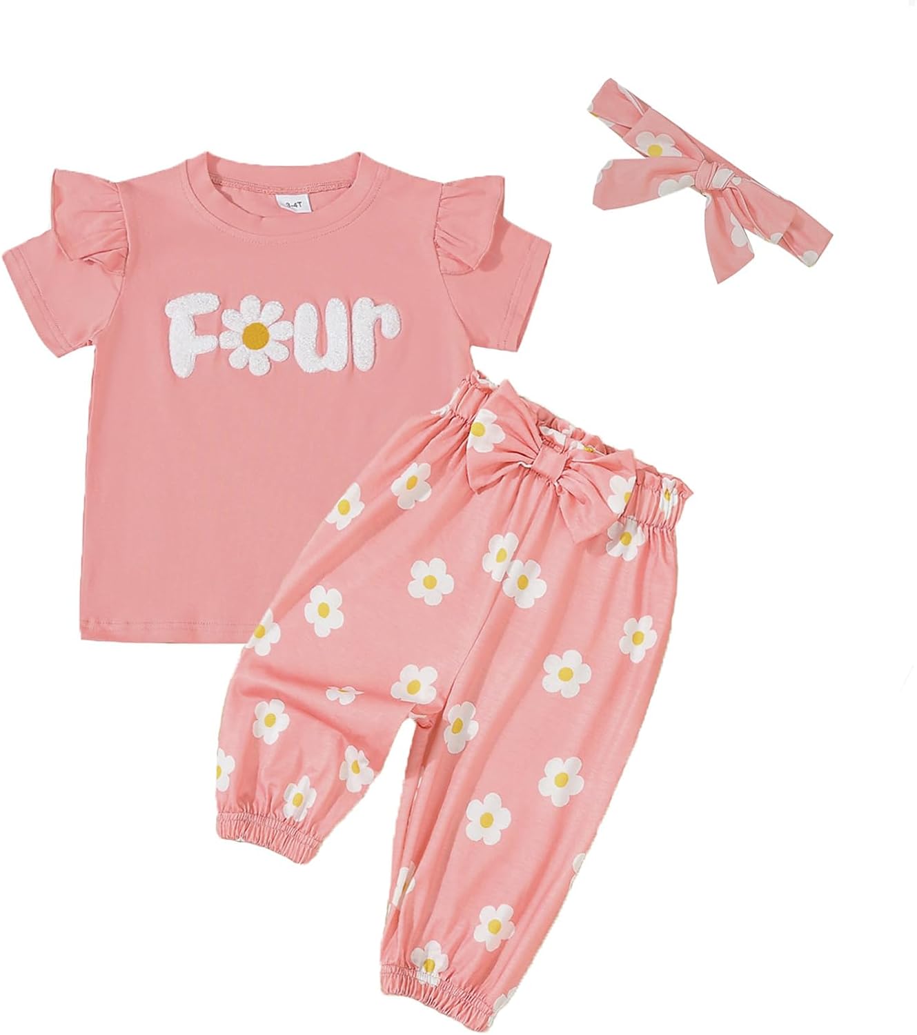 Baby Girl Birthday Outfit 1st 2nd 3rd 4th 5th Embroider Flower One Two Three Four Five Years Old Birthdays Gift