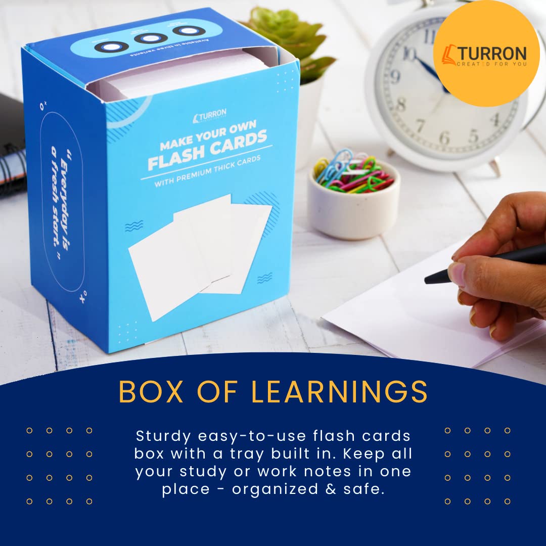 Turron Blank Index Flash Cards (300, White, 3 x 5 Inch, Dotted) 3
