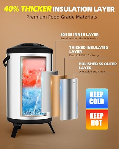 Miniatura 3 de Dispensador aislado de bebidas de 2 galones, dispensador de bebidas calientes con interior de acero inoxidable 304, dispensador de agua caliente