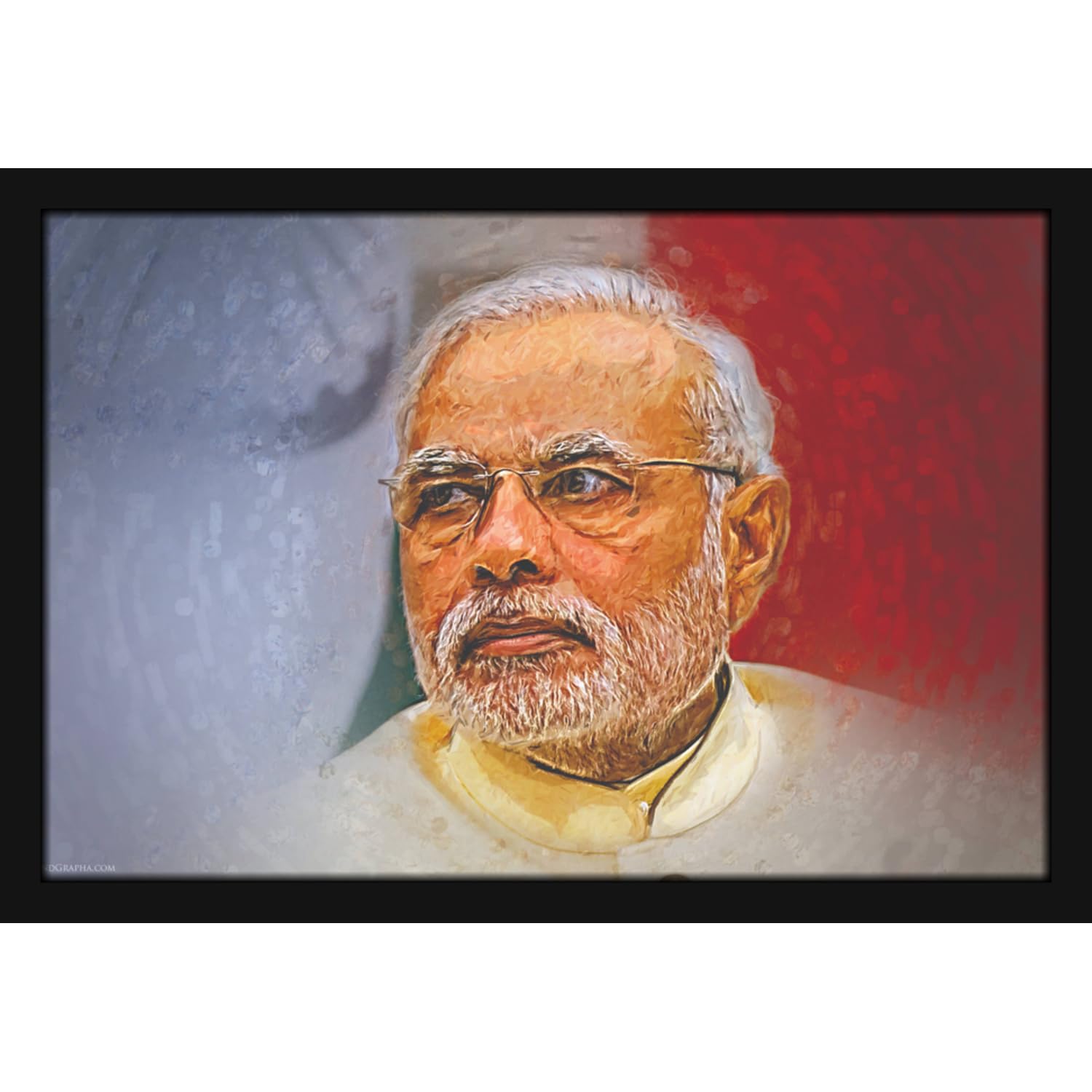 Mad Masters Narendra Modi Prime Minister India Painting Photo Frame for Living Room, Bedroom, Home Decor and Wall Decoration (MM 2087, 12x18 Inch, Paper, Without Plexi Glass)