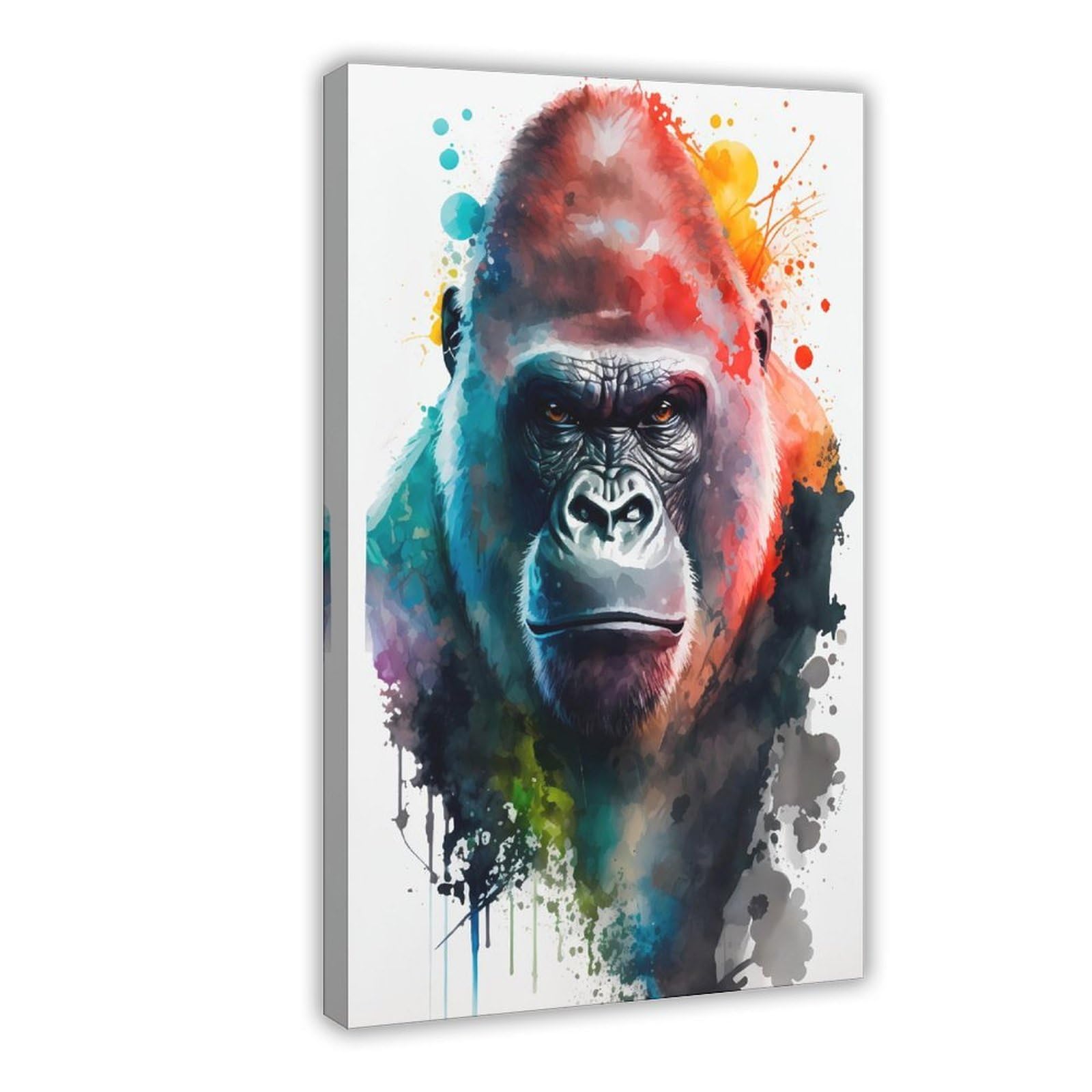 Qnvjqkdsi Frame Gorilla Watercolor Art Canvas Poster Bedroom Decor Landscape Office Room Decor Gift 24" L X 36" W