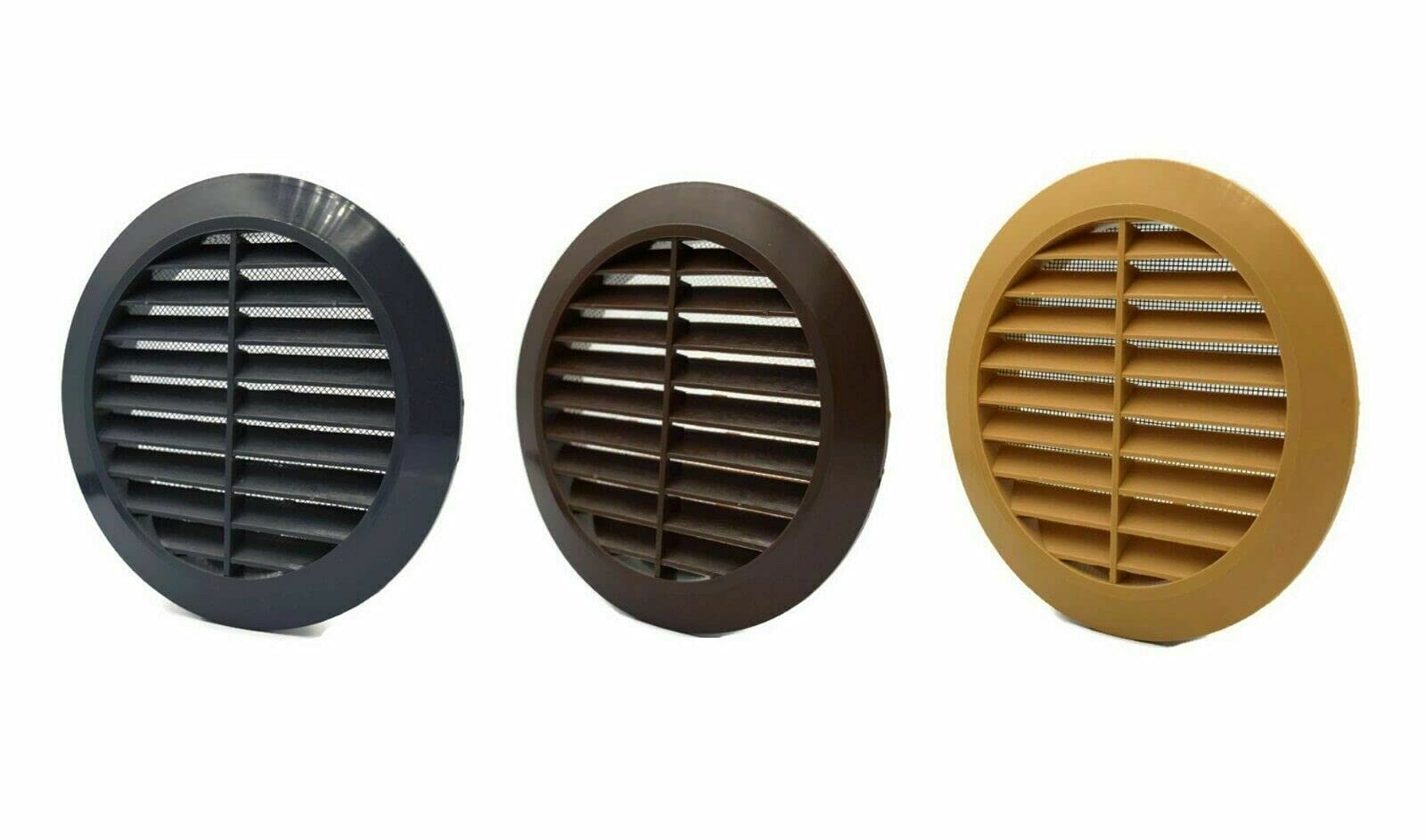 Prostko Ltd Beige Round Air Vent Grille – Abs Plastic - With Flange And Fly Screen - Circle Ventilation Cover. (125Mm, )