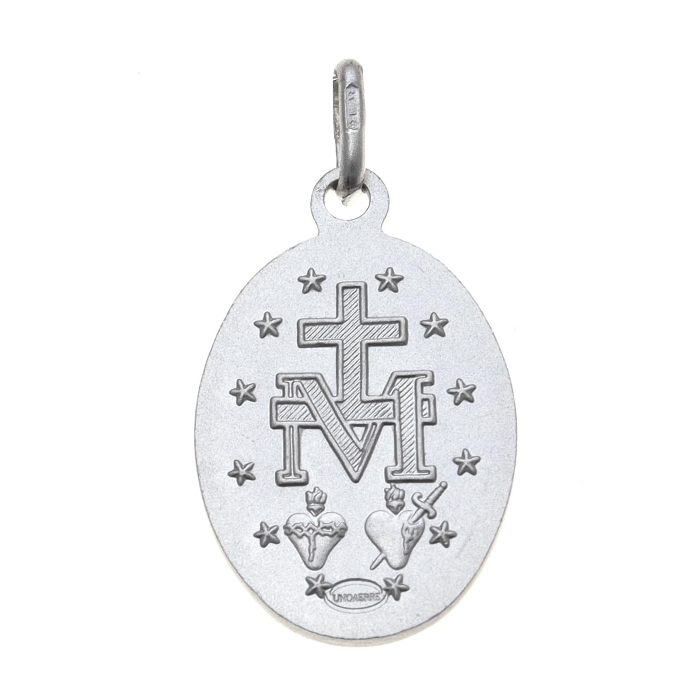 Medalla Colgante de Plata de Ley de la Virgen Milagrosa, con Cadena 18 pulgadas - 16 mm.