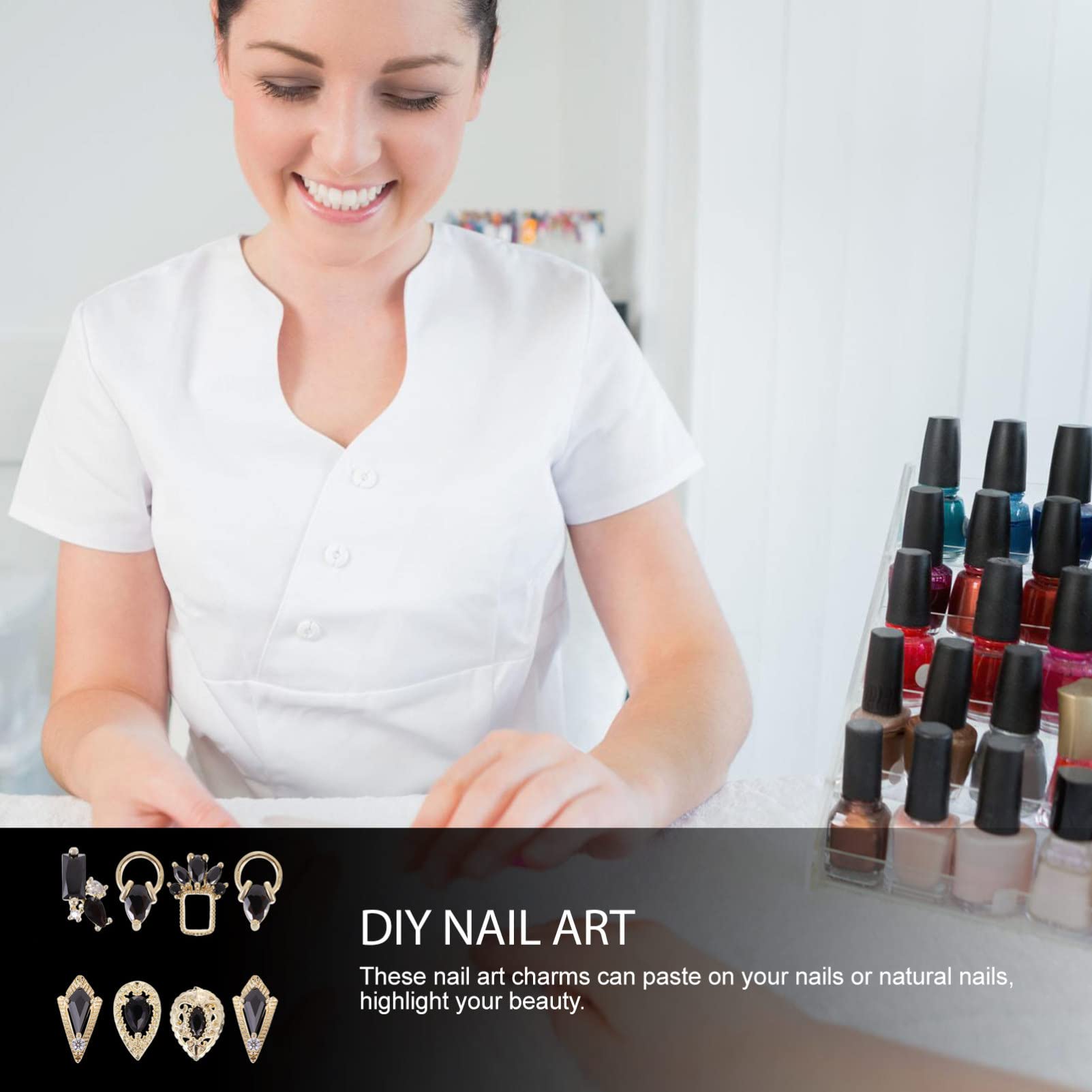 2 Set Charm Per Nail Art Zirconi Decorazioni Per Unghie Piatte Stile Casual Per Manicure Creativa E Progetti Te 8 Pezzi * 2