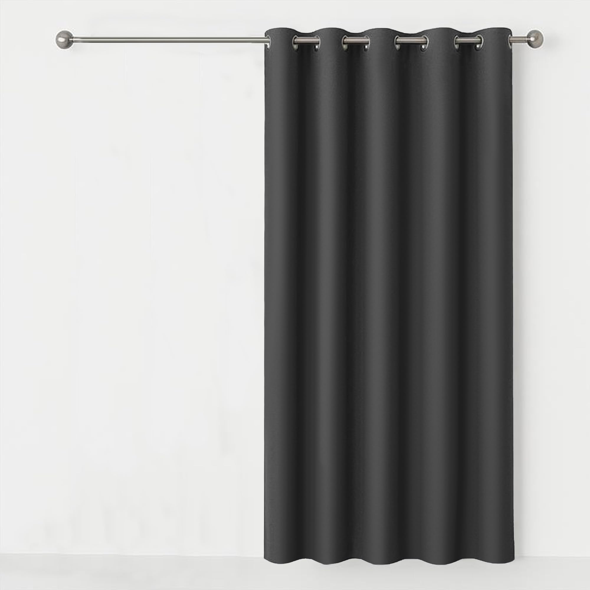 AMEHA Grey Blackout Eyelet Curtains for Living Room 66 X 84 Inch Super Soft Thermal Insulated Ring Top Curtains Darkening Window Treatment 1 Panel with 1 Tieback