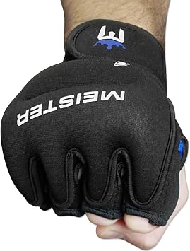 Meister Elite 1lb Weighted Gloves for Cardio & Heavy Hands - Black | Ergonomic open-palm one pound gloves to boost workout intensity for shadow boxing, running, walking, cycling & more