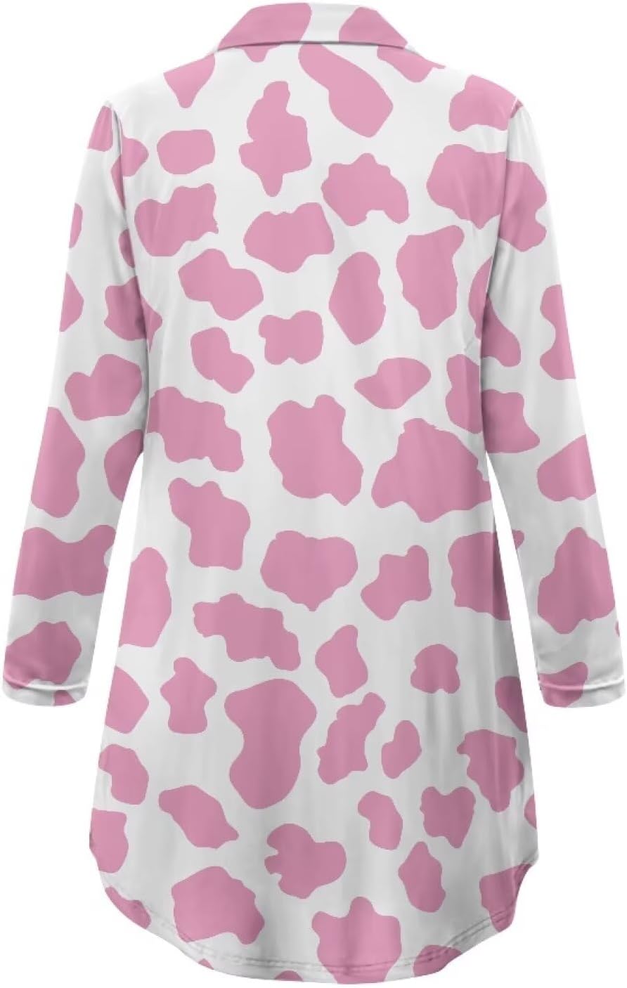 Women's Nightgown Button Long Sleeve Nightshirts Sleepwear Comfy Pajama Dress Nightdress with Pocket
