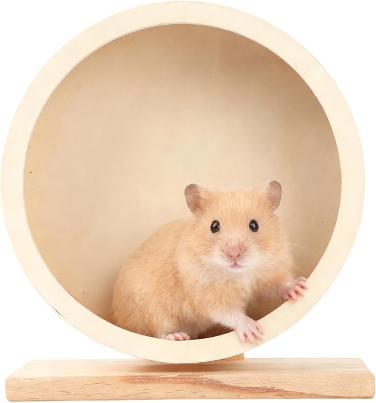 Ruedas de madera para hámster, rueda silenciosa para hámster de 7,7 pulgadas M | Rueda para hámster enano, rueda para correr que previene el aburrimiento, la depresión para hámster, jerbos, ratones, Chinchillas, cobayas