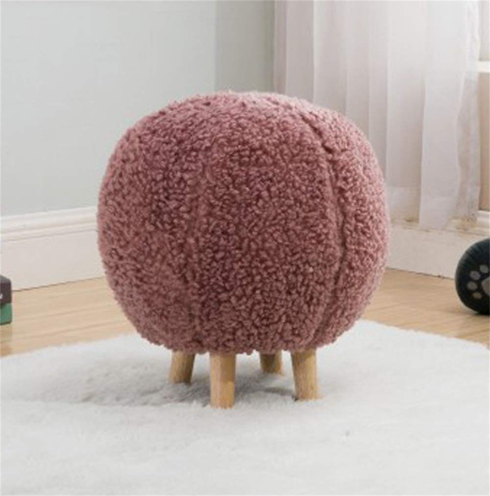 BTZHY Ottoman,Creative Solid Wood Ottoman Footstool/Washable Spherical Stool/Household Fabric Stool,37x43cm