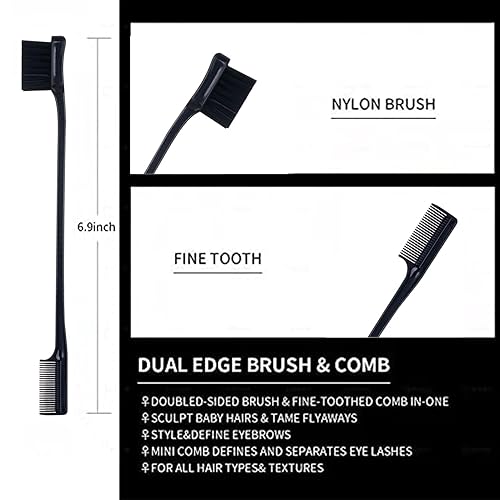 Miniatura 4 de Juego de peine para peinar el cabello, cepillo de pelo de cola de rata, cepillo de borde para cepillado de bordes y espalda, peinar, cortar el