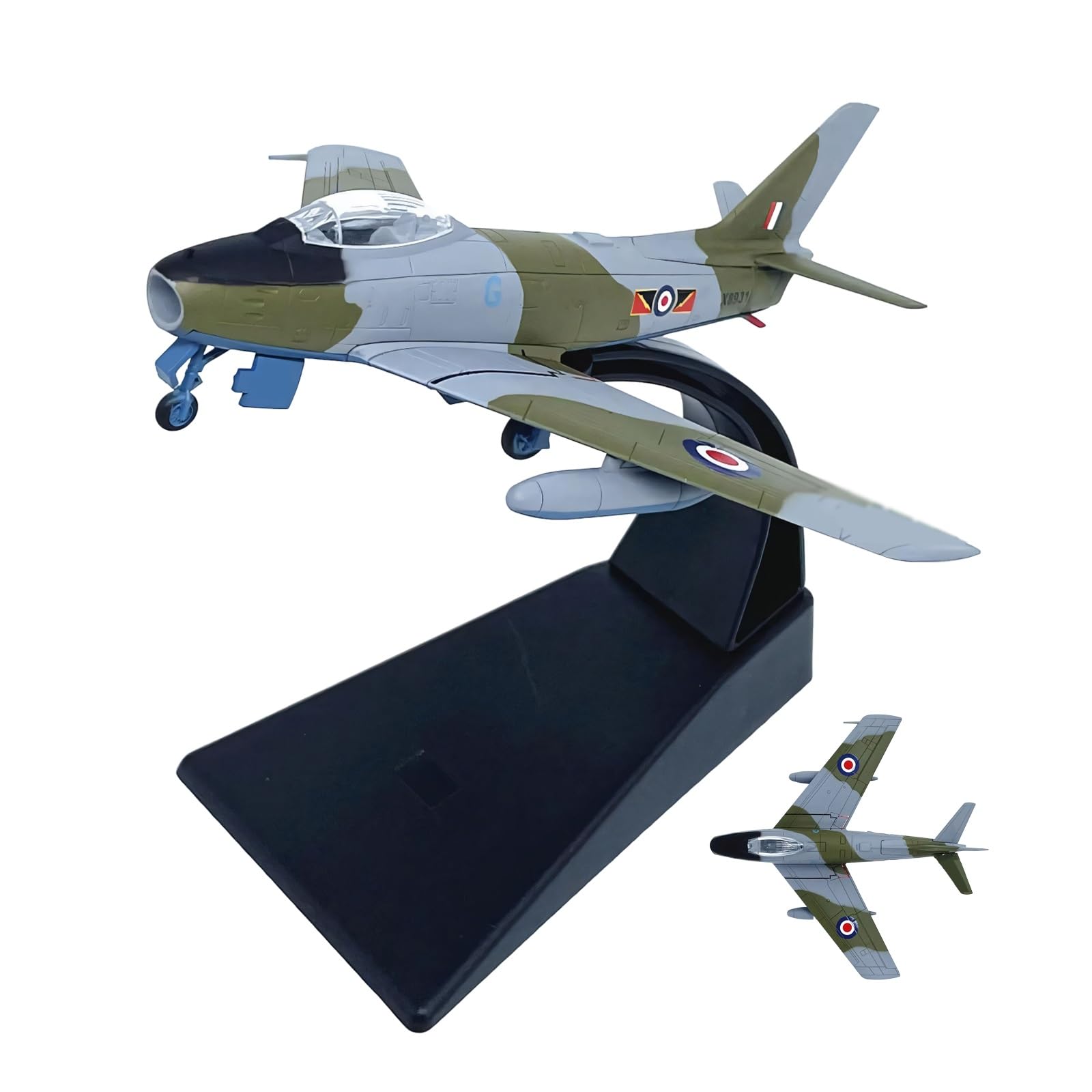 Modello aereo caccia F-86 in metallo pressofuso scala 1:100 - Espositore premium, dettagli qualità museale for scrivania ufficio collezionisti militari Regalo compleanno ideale