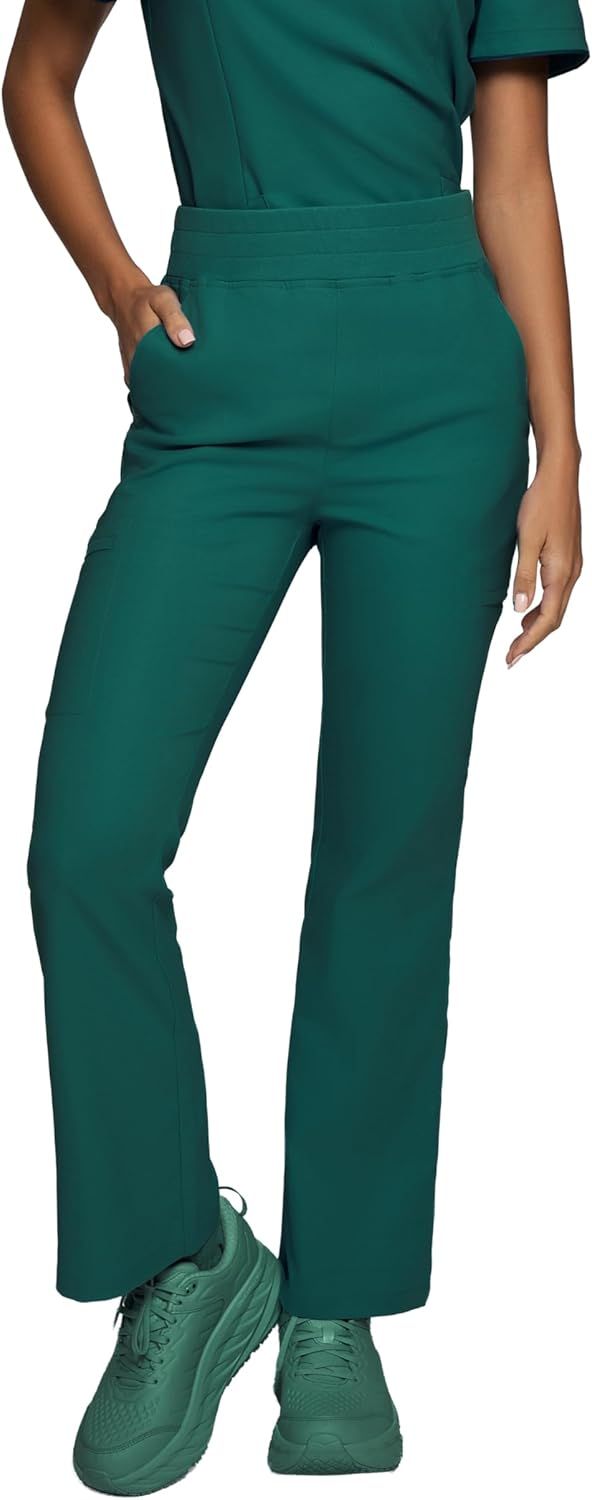 Sedona Flared Scrub Pants for Women – High-Waisted, Slim Flared Fit with 6 Functional Pockets, Stylish Design