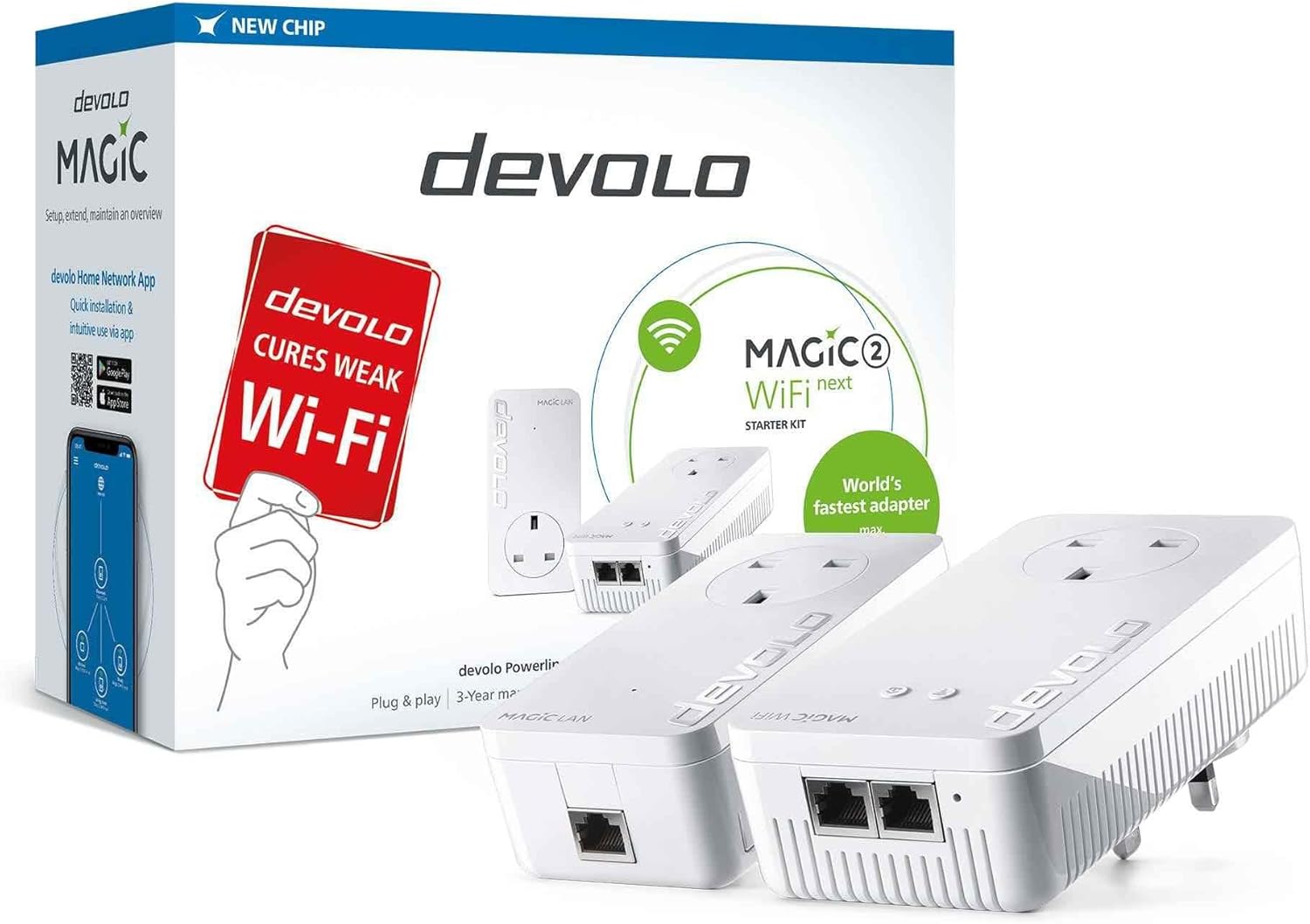 Close-up of a Devolo Magic 2 WiFi Next adapter