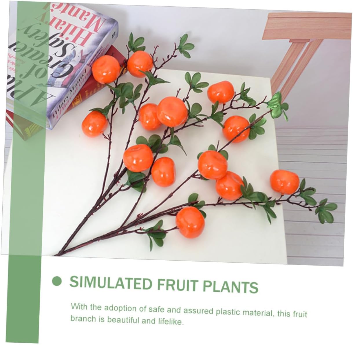Artificial Orange Fruit Branches, Lifelike Fake Orange Decorations with 7 Heads, Realistic Artificial Plant Display for Home and Living Room Décor