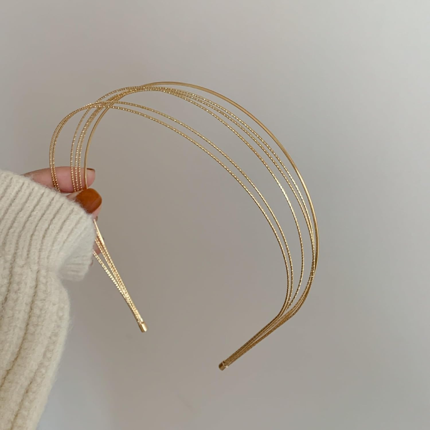 Gold Metal Thin Headbands for Women Multi Layers Fashion Headpiece Thin Layered Gold Hairbands Hair Accessories for Girls - Image 5