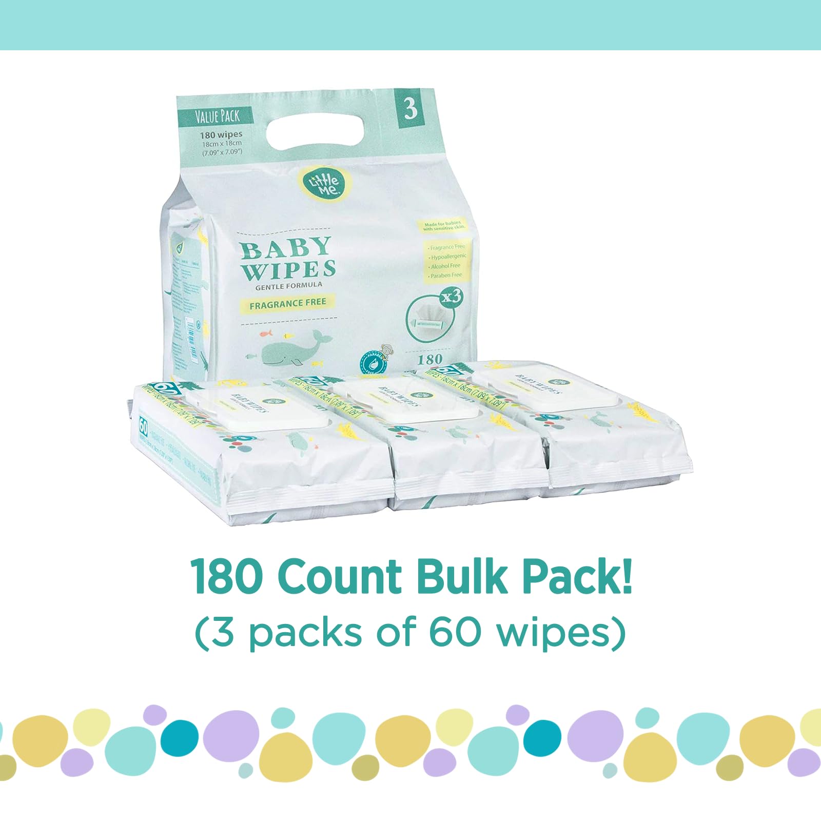 Little Me Baby Wipes - Value Pack 180 Wipes