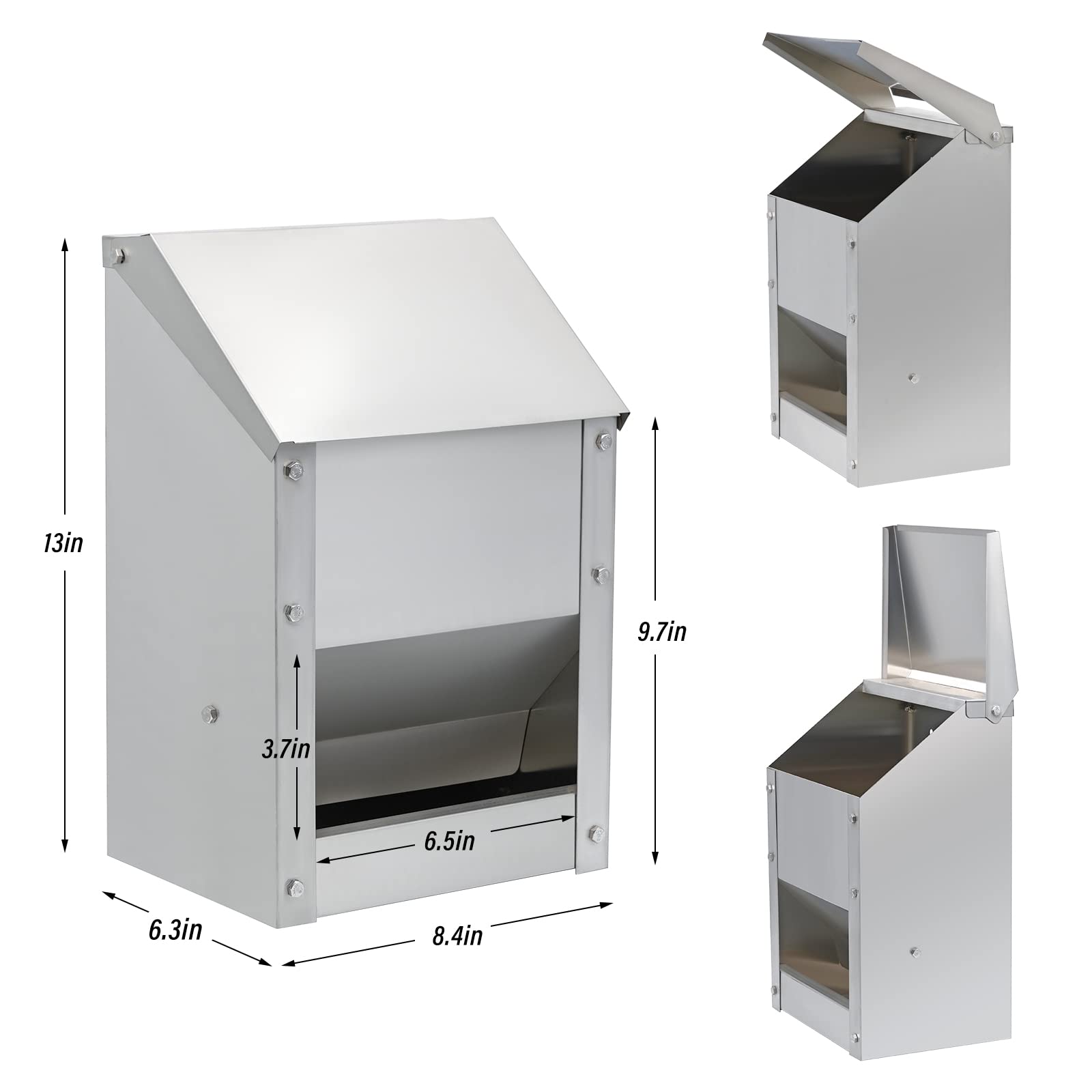Mangiatoia Automatica Per Polli MUALROUS Da 10 L, In Acciaio Inox, Con Coperchio Antipioggia E Montaggio A Parete – Senza Sprechi E Facile Da Pulire