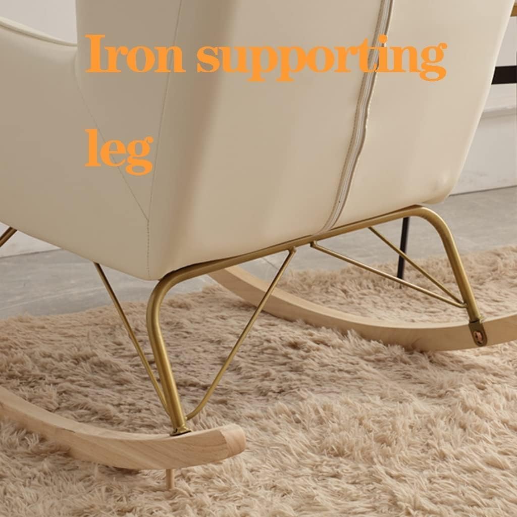 Indoor Glider Rocker Chair Rocking Accent Chairs Glider Rocker Armchair with Lumbar Pillow and Ottoman,Comfy Armchair Mid-Century Chair