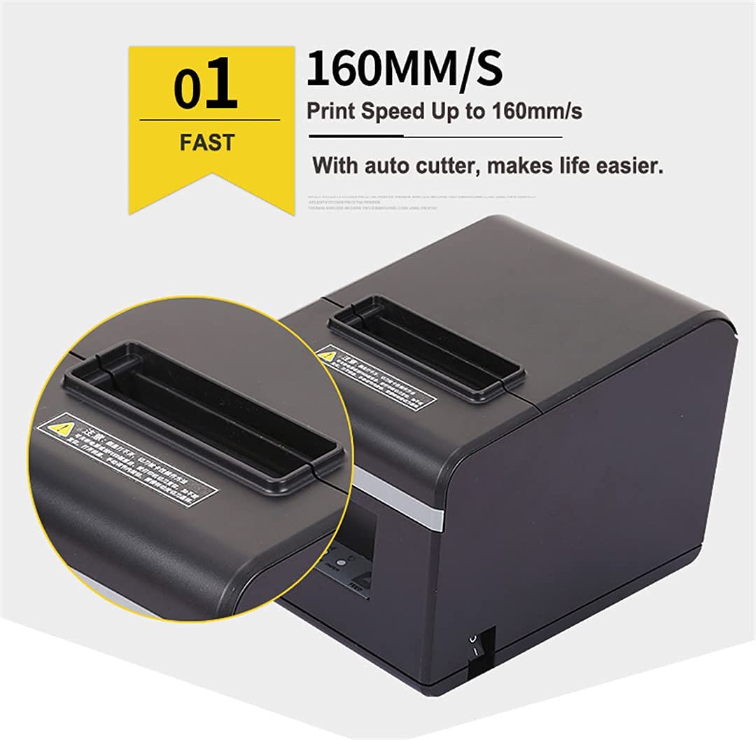 Imprimante Position reçu Thermique Bluetooth et USB 160MM/S 80Mm Port Ethernet USB monté au Mur Automatique caissier Cuisine Restaurant