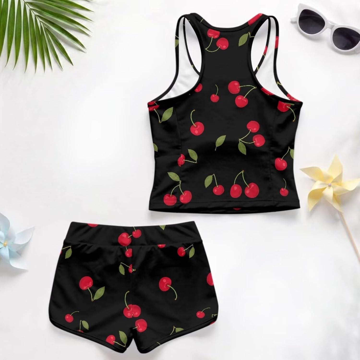 Girls Tankini Swimsuits 2 Pieces with Swim Shorts Sleeveless Swim Tank Tops Summer Bathing Suits 6-15Y