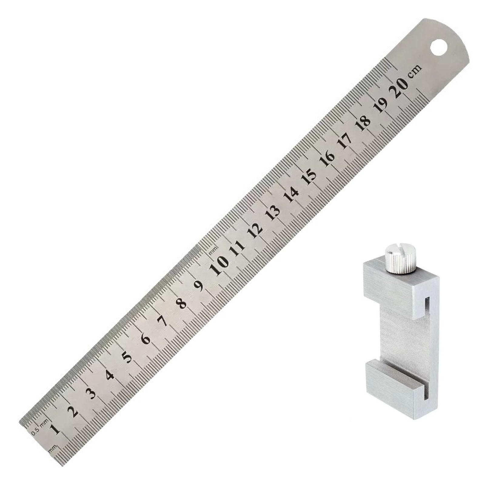 Metal Ruler with Stopper Multi-Functional Ruler Template Drafting Board Construction Ruler Straight Ruler Marking Ruler Gauge Depth Ruler Measurement Ruler Woodworking Tool Measuring Tool For Marking