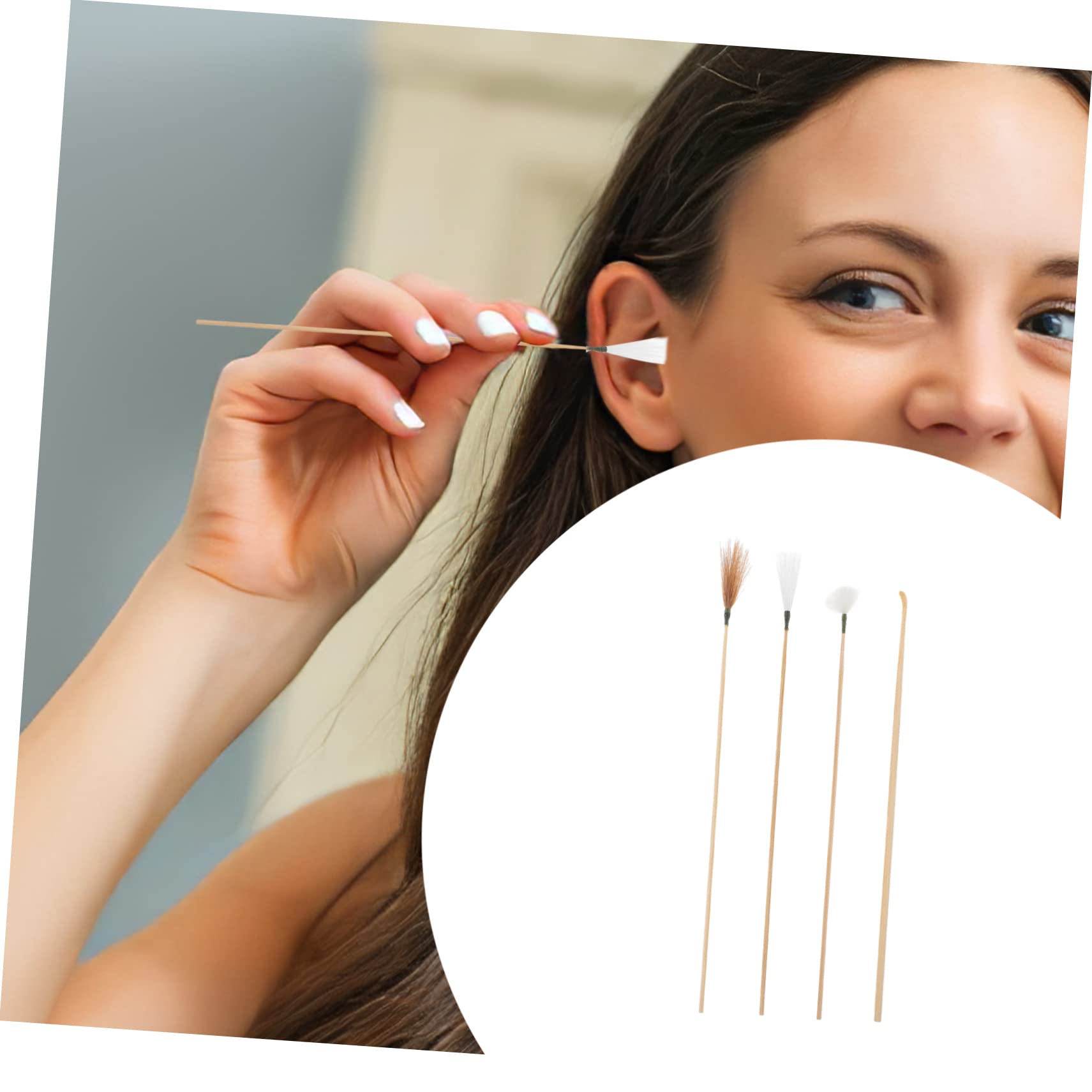 MOLUCKFU Ear Set Portable Ear Wax Removal Kit with Handle Includes Goose Chicken and Crane Hair Sticks Earwax Cleaner for Home Use