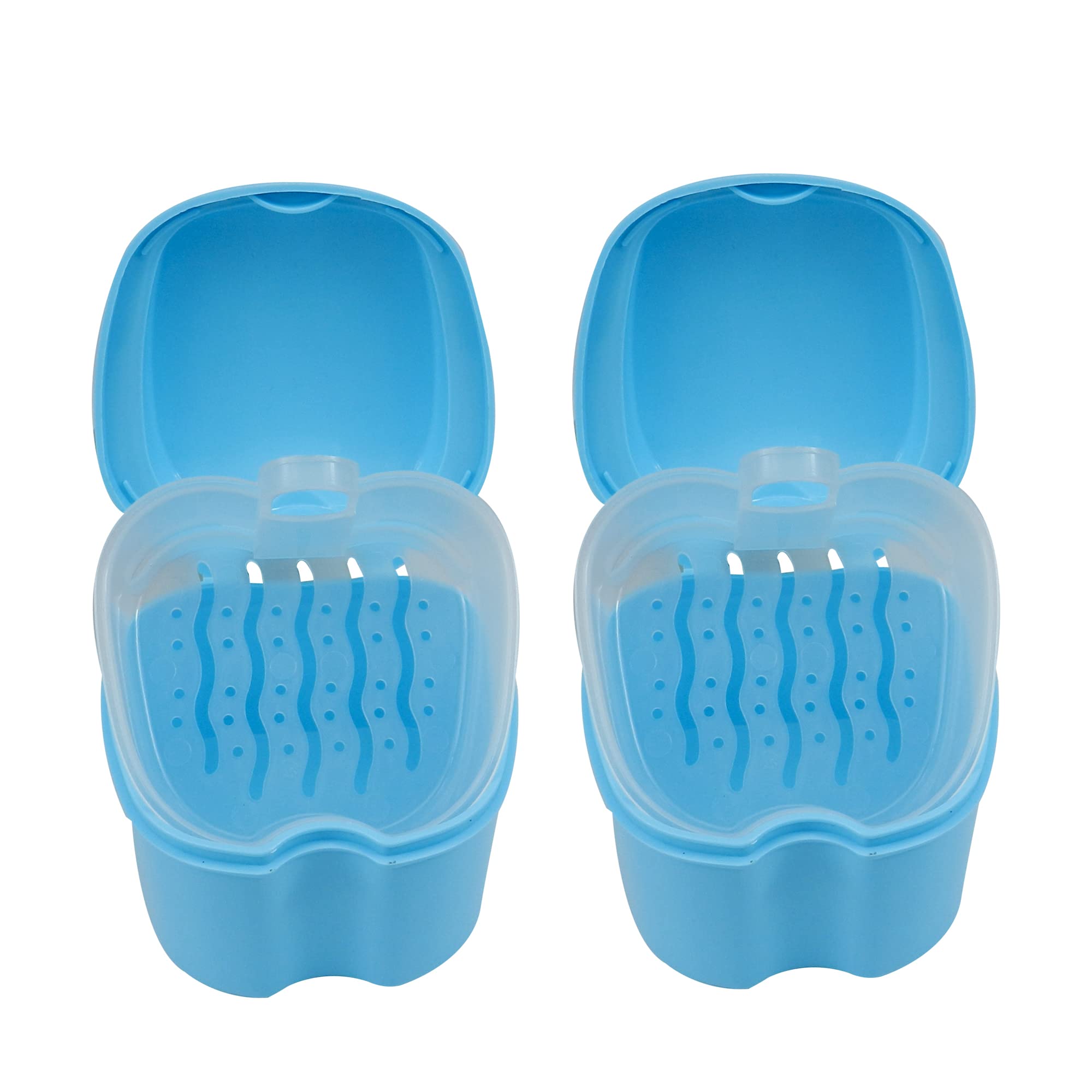 Dentosmile Denture Box in Light Blue Color - Dental Orthodontic Retainer Case | Teeth Storage Box, Denture Storage Case Fake Tooth Holder with Strainer (2)-image-43