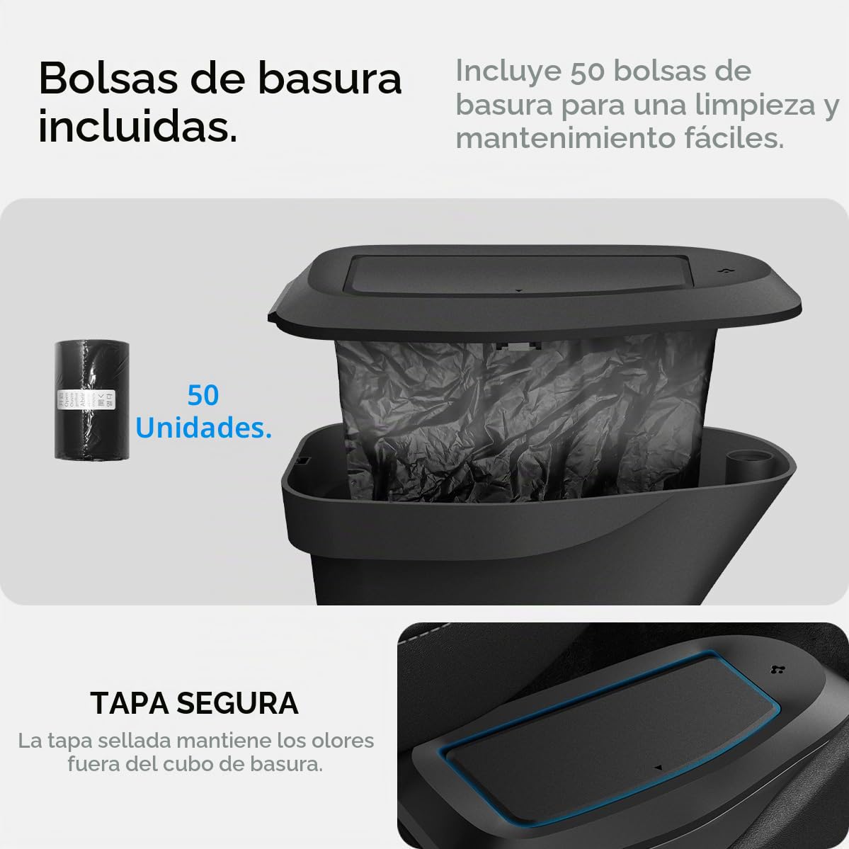 Spigen Papelera Interior para Tesla Model 3 2026 Highland para Puerta del Coche, Incluye 50 Bolsas, Diseño Compacto, Eliminación Fácil de Residuos (Solo Lado del Conductor)