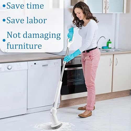 Miniatura 2 de Potente limpiador eléctrico giratorio, cepillo limpiador de baño impermeable IPX8 de cuerpo completo, limpiador de ducha con mango largo y 2