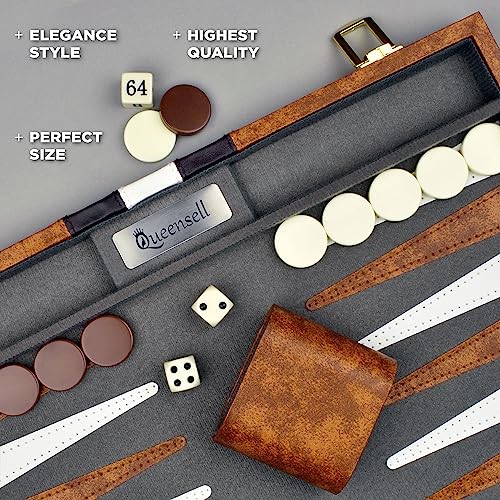 Queensell QS-BCKGMN Backgammon Sets For Adults Leather thumb #4