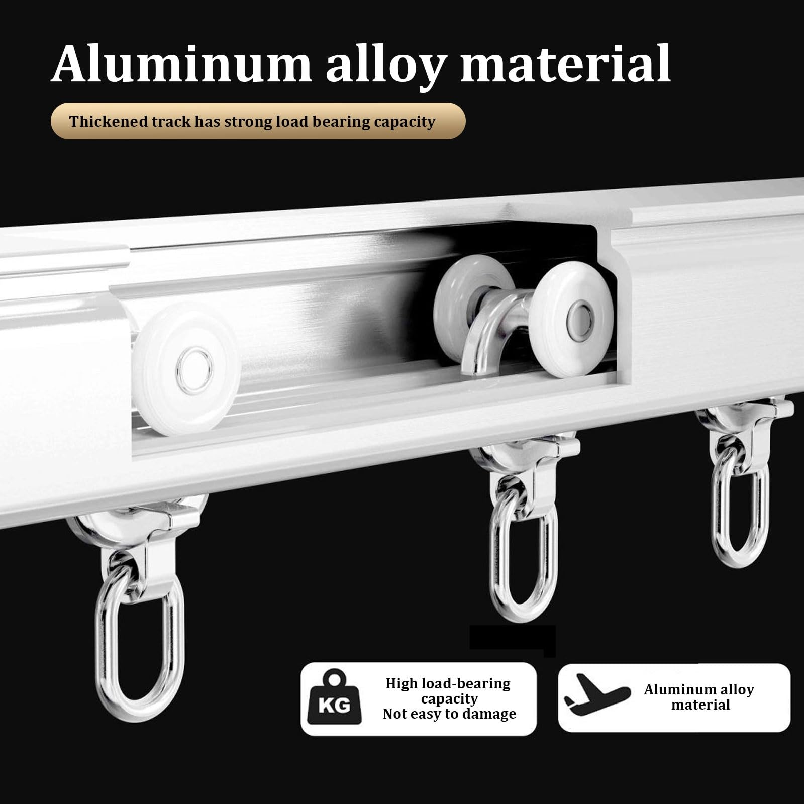 Extra dicke Aluminium-Legierung Schiebeteilstange – leise Decken- und Wandhalterung, 500 cm (4 x 125 cm) – perfekt für Heim- und Bürodekoration, platzsparende Lösung