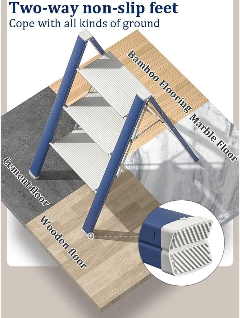 Step Ladder Aluminum Folding Ladder Wide Step Ladder Home and Outdoor Step Ladders, 330 Lbs Folding Ladder Telescopic Ladder(Color:Roze,Size:2 Step Ladder)