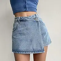 2026 Saia feminina jeans curta cintura alta verão especiarias casuais minissaias curtas