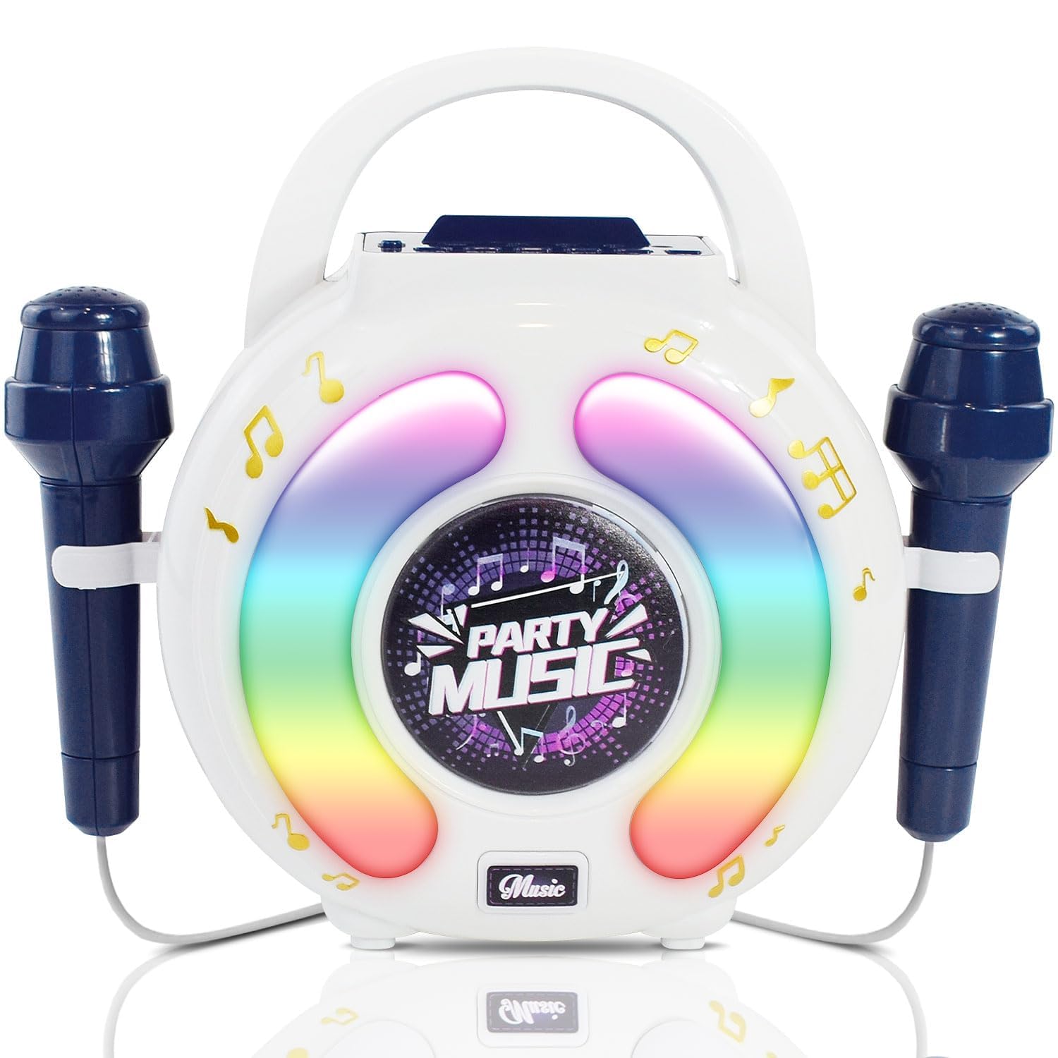 KASTWAVE Portable Karaoke Machine for Kids and Adults with Dual Microphones, LED Lights and Voice Effects for Family Fun and Birthday Parties