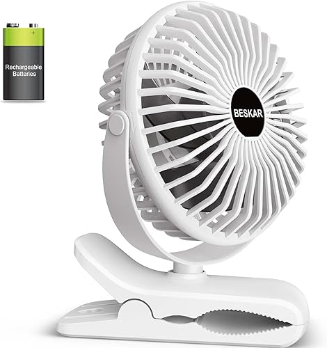 Miniatura 15 de BESKAR Ventilador de clip alimentado por USB, ventilador portátil de 6 pulgadas con cable, 3 velocidades de flujo de aire fuerte, ventilador pequeño