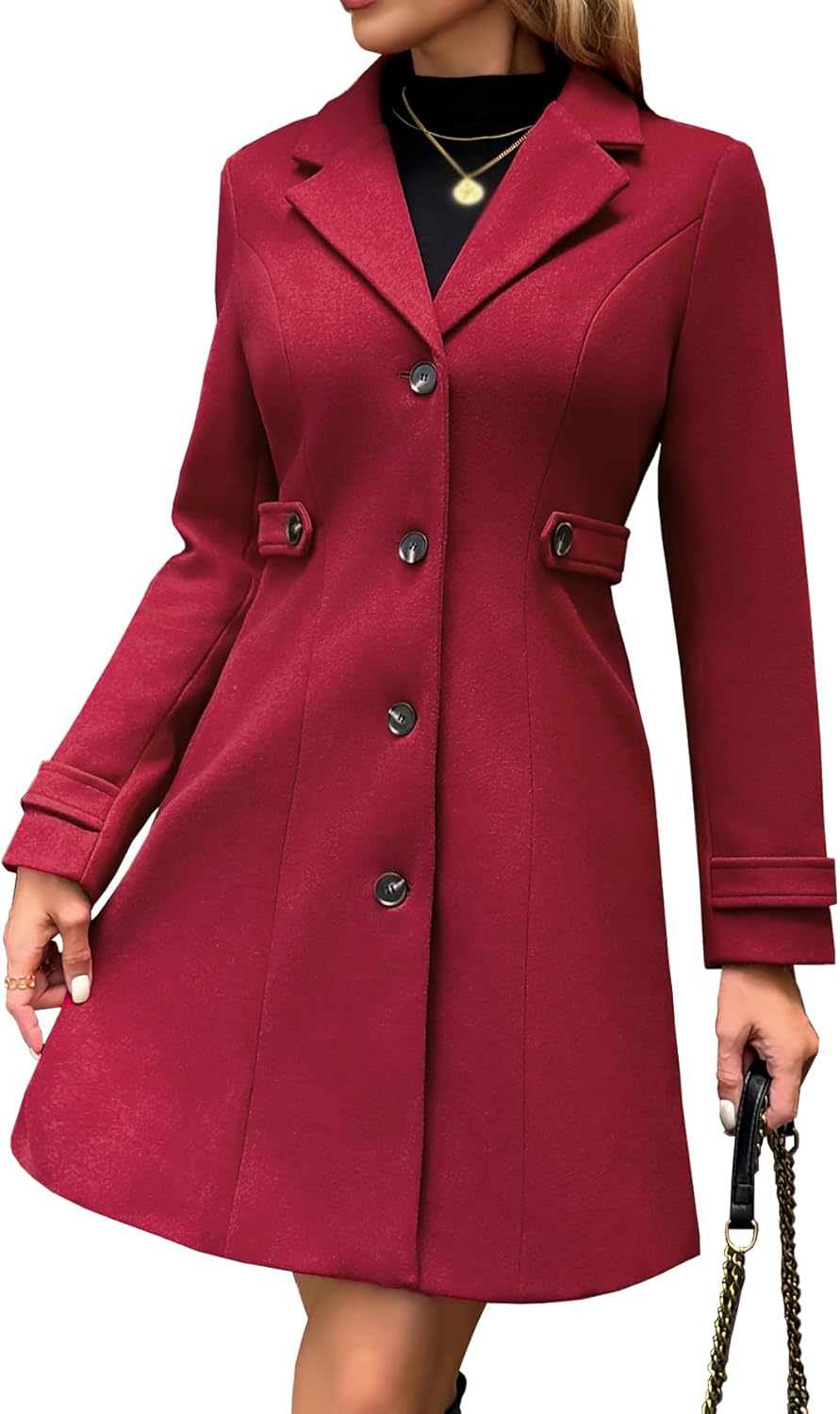 Women's Classic Slim-Fit Stylish Elegant Lightweight Comfortable Fitted Everyday Essential Warm Coat