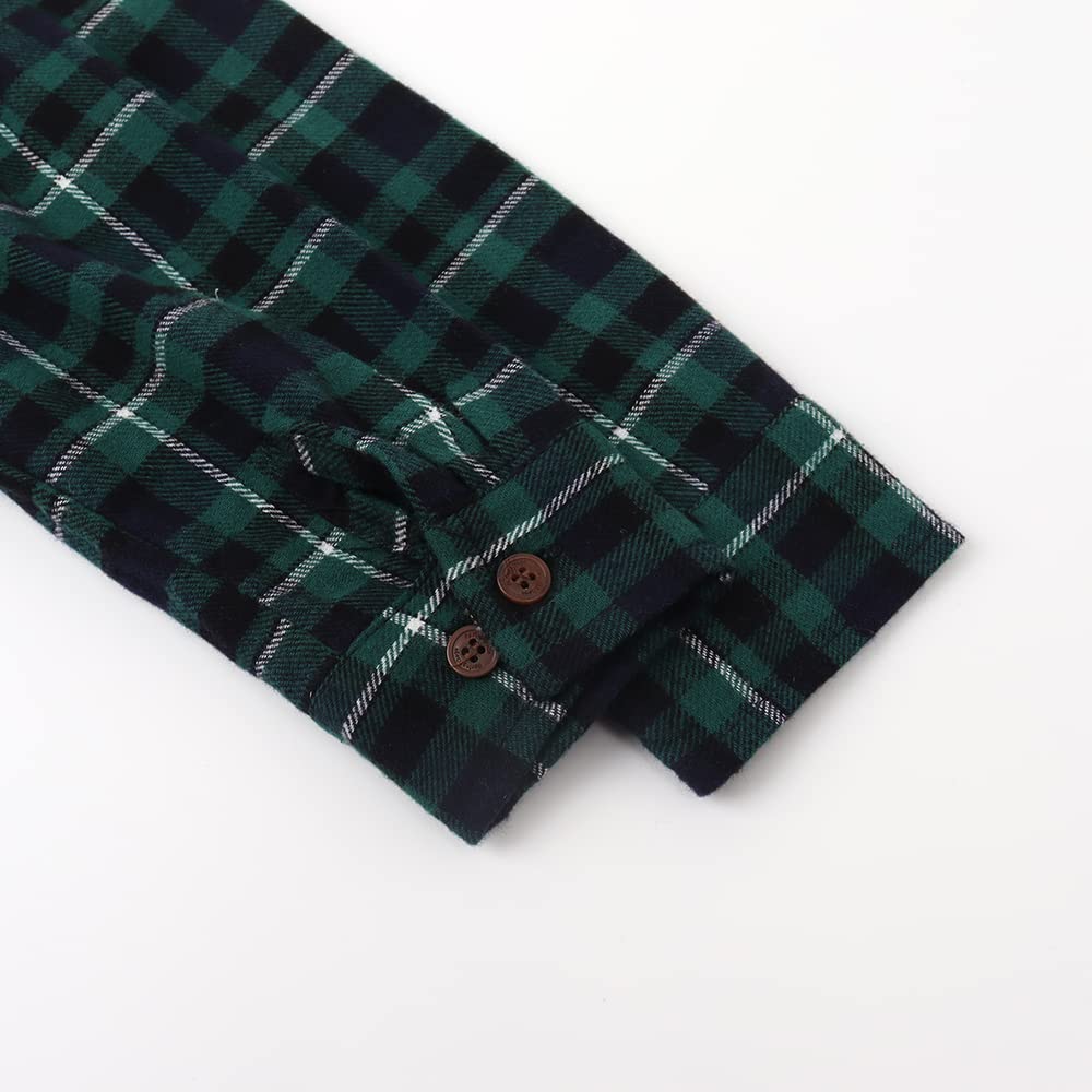 Spring&Gege Jungen Langarm Kariertes Kapuzenhemd Button-Down Flanellhemd für Kinder