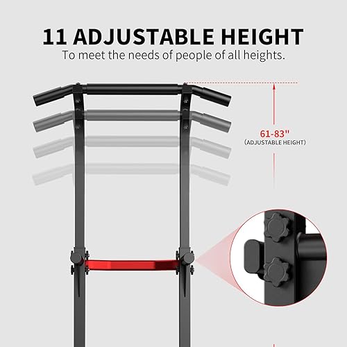 Miniatura 3 de ZENOVA Barra de dominadas, torre de potencia, barra de inmersión de altura ajustable para gimnasio en casa, equipo de entrenamiento de fuerza