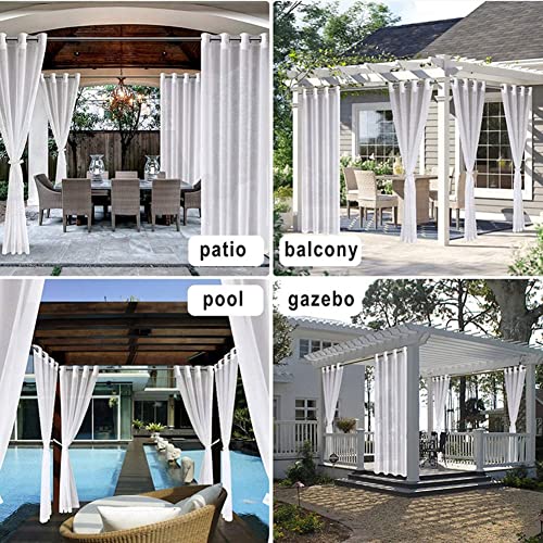 Outdoor Sheer Curtains for Weatherproof, UV and Fade Resistant Outside Curtains for Gazebo, Front Porch, Pergola, Sun Blocking Privacy Drapes, 2 Panel, White (Size : WXL 132x243cm/52''x96'') - Image 6