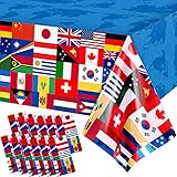 FuWeave 12 Pack International Flag Table Cover Patriotic Table Cloth World Country Flags Plastic Tablecloth for Festival Events Celebration Party Decorations Soccer Sports Beer Party, 108 x 54 Inch