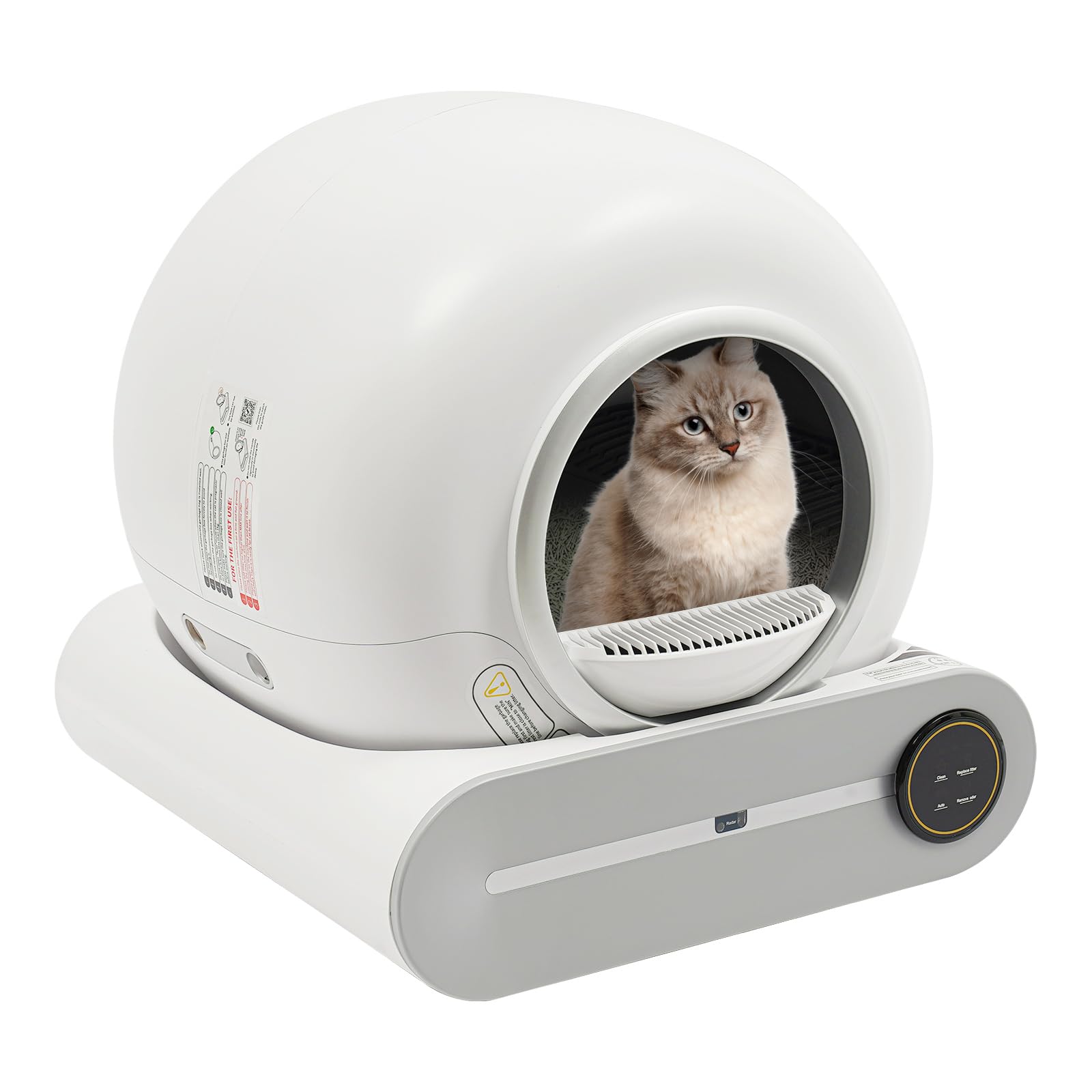 Lettiera per gatti, autopulente, 65 l, automatica, con funzione di deodorizzazione e sensore di peso, lettiera elettrica autopulente