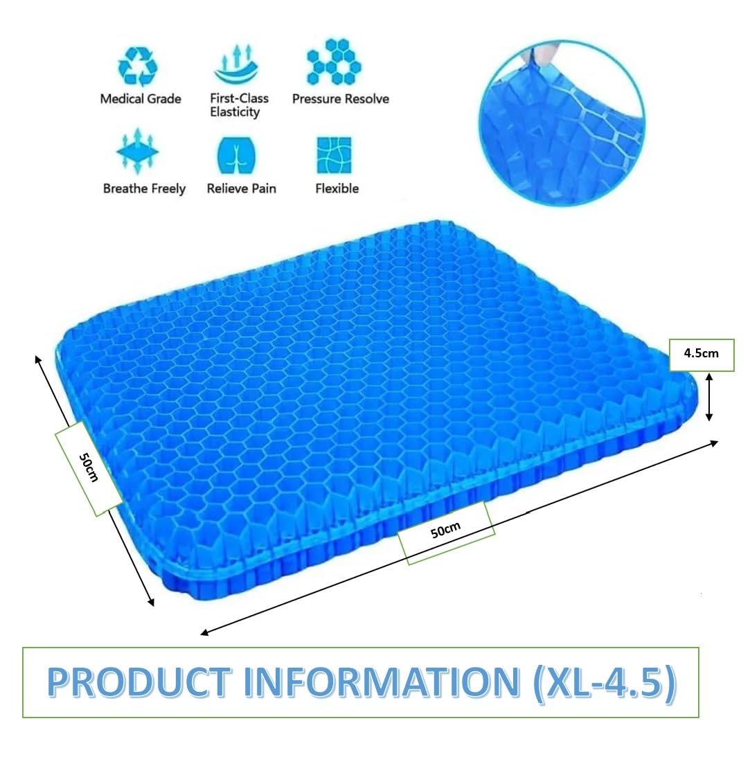 Cuscino da seduta extra large in gel per sciatica e sollievo dal dolore alla schiena, cuscino XL a nido d'ape per auto, per guida, ufficio, viaggi, sedia a rotelle, giochi e sedili da stadio, supporto