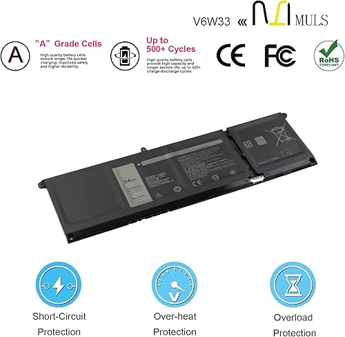 Miniatura 4 de MULS V6W33 54Wh - Batería de repuesto para laptop Dell Inspiron 3510 3511 3515 5310 5410 5410 2 en 1 5415 5418 15 5515 R1508STW R1608STW Latitude