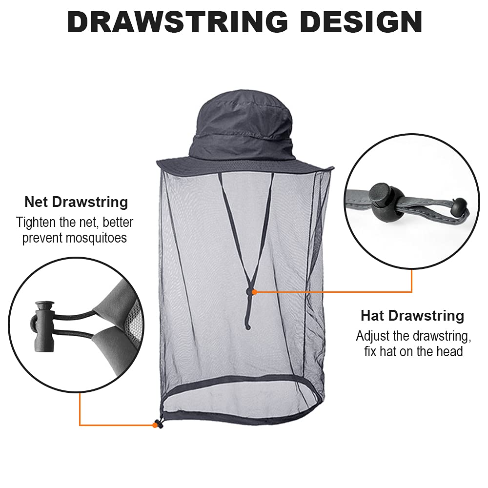 AYAMAYA Chapeau avec Filet Anti-Moustique, Chapeau de Pêche Anti-Insectes pour Hommes/Femmes, Chapeau de Camouflage Apiculture pour la Pêche en Plein Air, la Randonnée, Le Jardinage