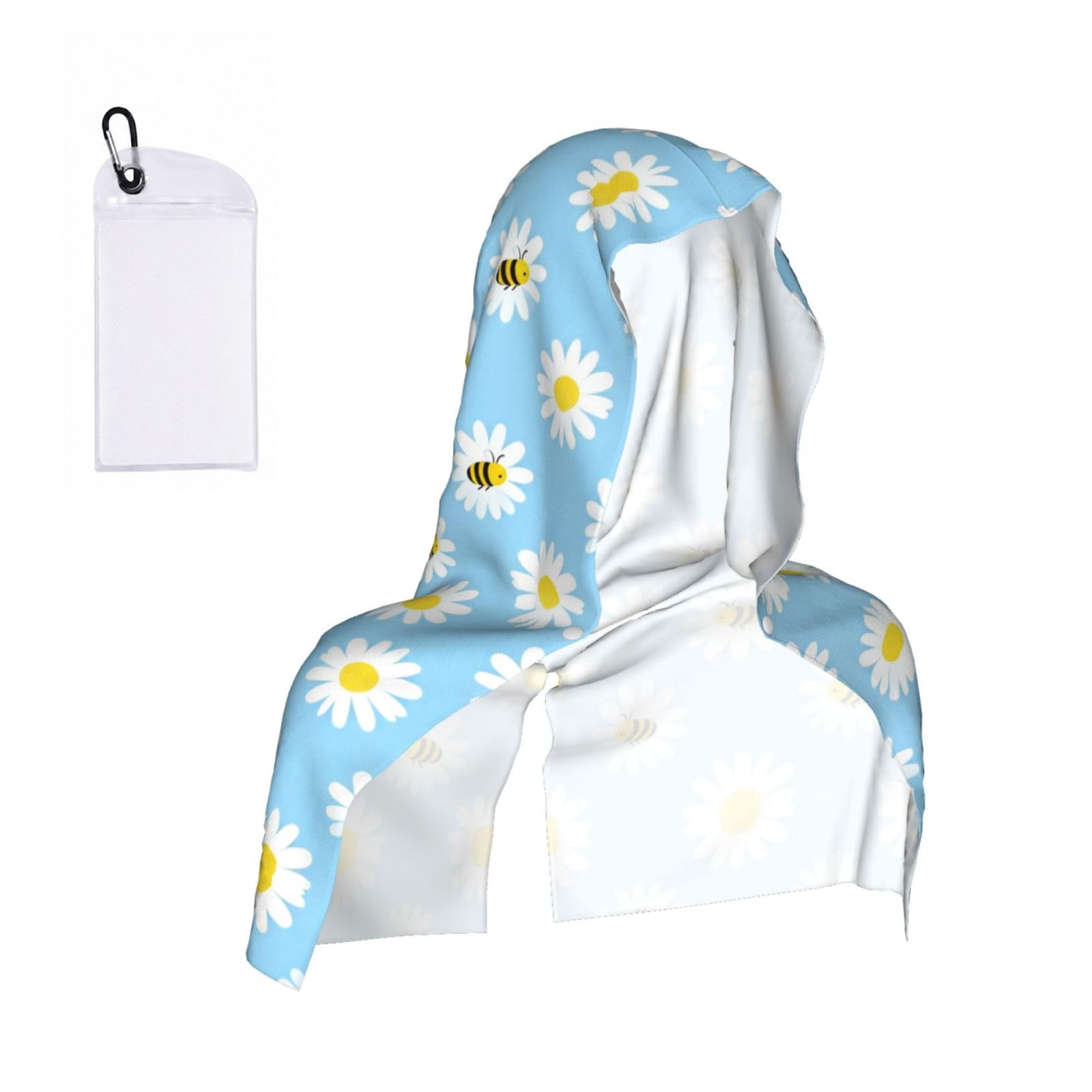 CNTDBU Daisy Bee Seamless Cooling Towel Hooded-Instant Chill Neck Cover for Sports, UV Cooling Rag for Running Gym